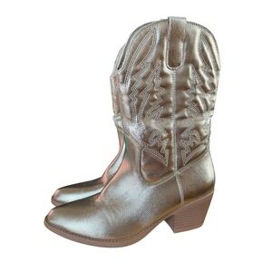 Unionbay Dolly Metallic Gold Cowboy Boots Size‎ 6.5